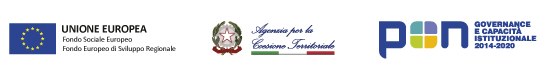 Loghi: Unione europea, Agenzia per la Coesione Territoriale, Programma Operativo Nazionale Governance e Capacità Istituzionale 2014-2020